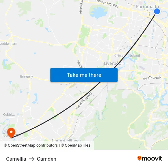 Camellia to Camden map