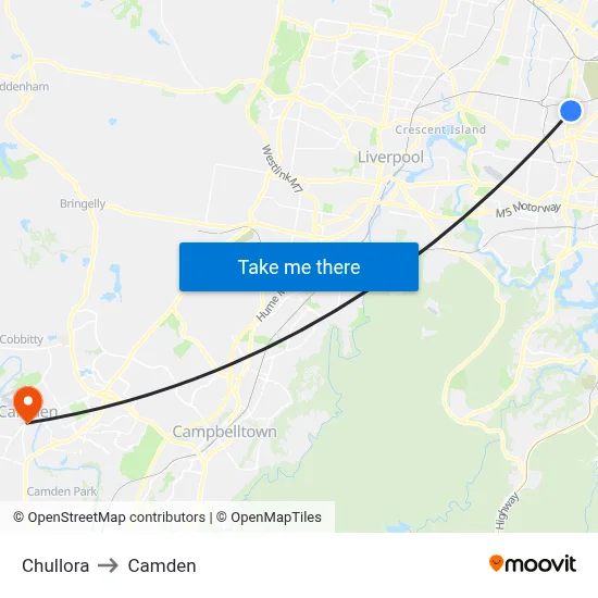 Chullora to Camden map