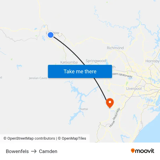 Bowenfels to Camden map