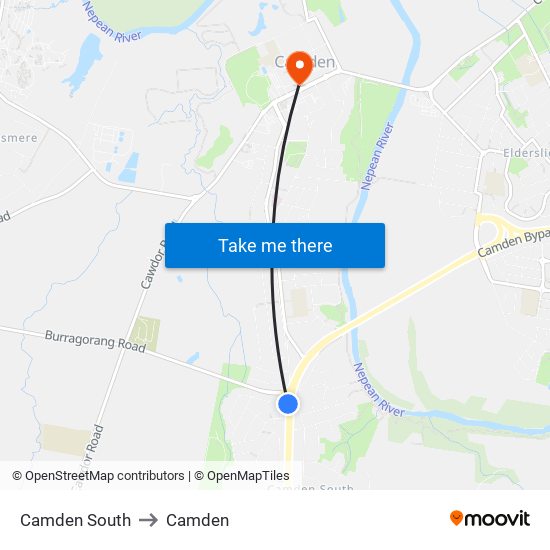 Camden South to Camden map