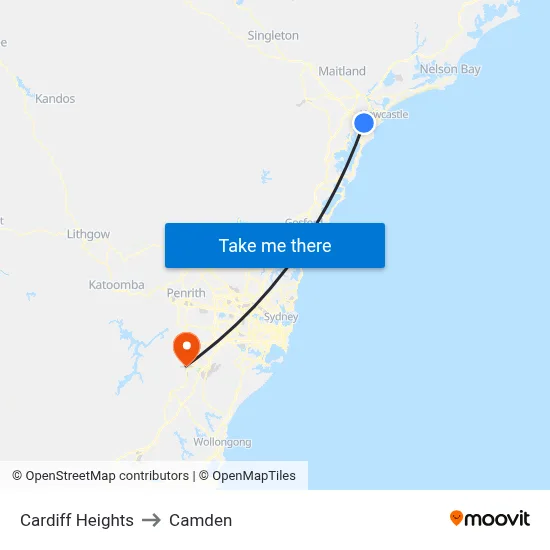Cardiff Heights to Camden map