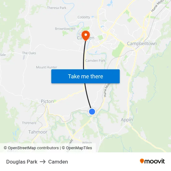 Douglas Park to Camden map
