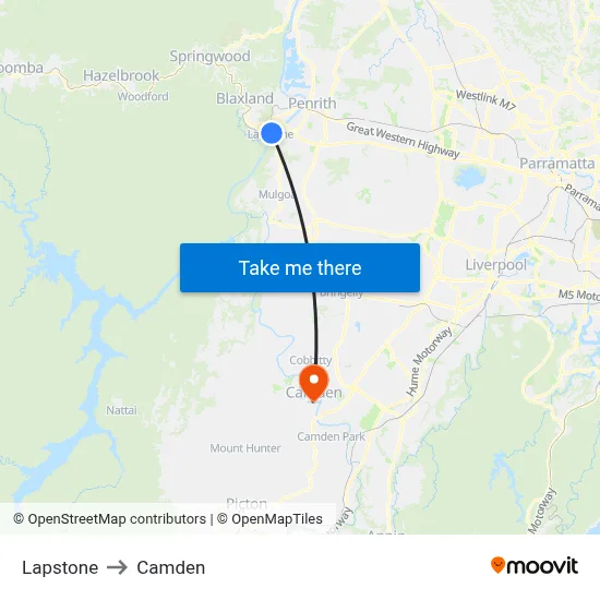 Lapstone to Camden map