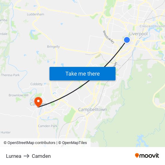 Lurnea to Camden map