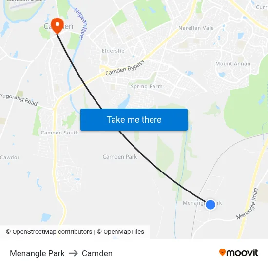 Menangle Park to Camden map