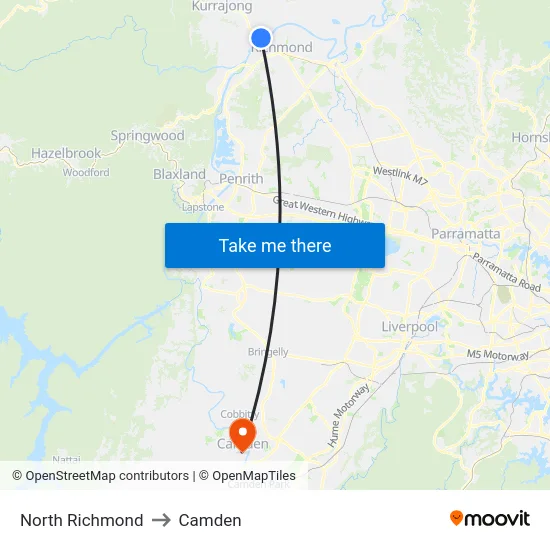 North Richmond to Camden map