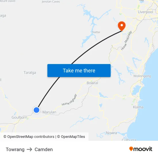 Towrang to Camden map