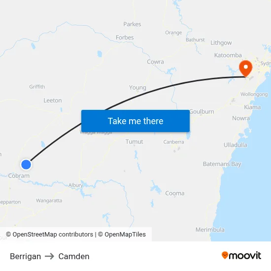 Berrigan to Camden map