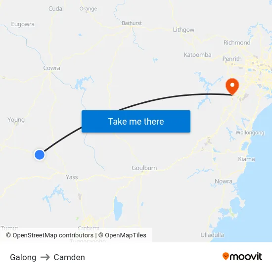 Galong to Camden map