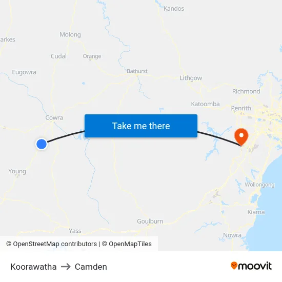 Koorawatha to Camden map
