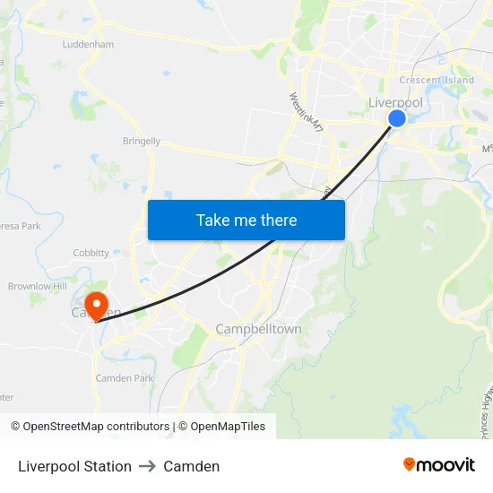 Liverpool Station to Camden map