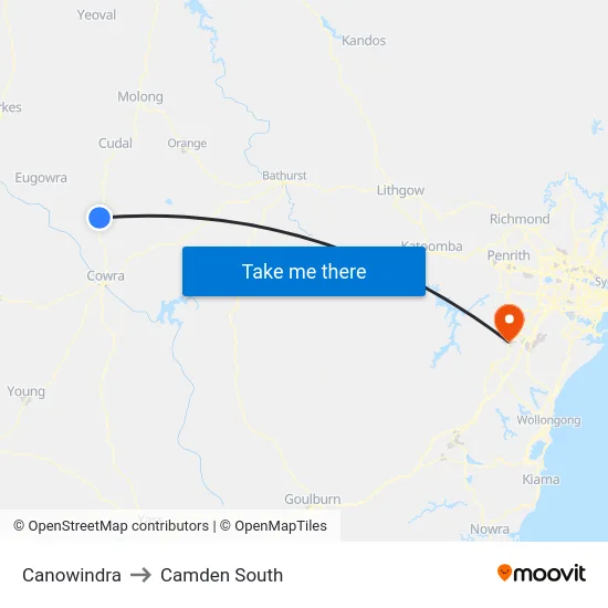Canowindra to Camden South map