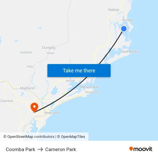 Coomba Park to Cameron Park map