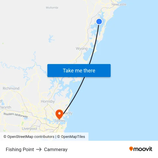 Fishing Point to Cammeray map