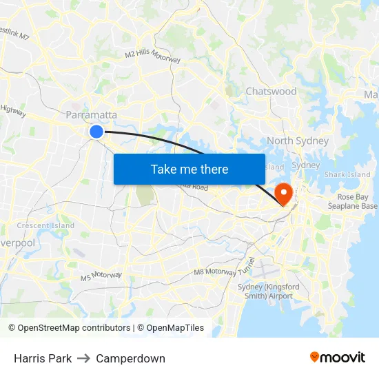 Harris Park to Camperdown map