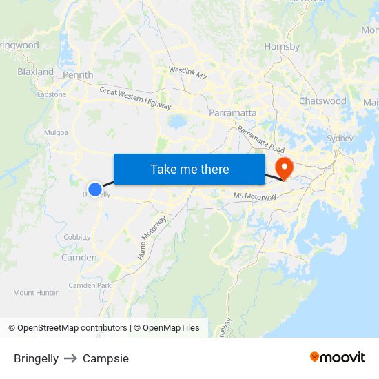 Bringelly to Campsie map