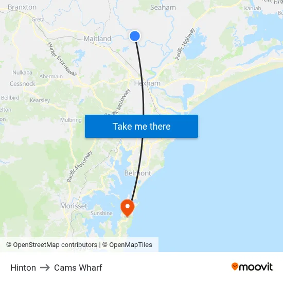 Hinton to Cams Wharf map