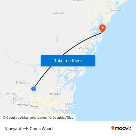 Vineyard to Cams Wharf map