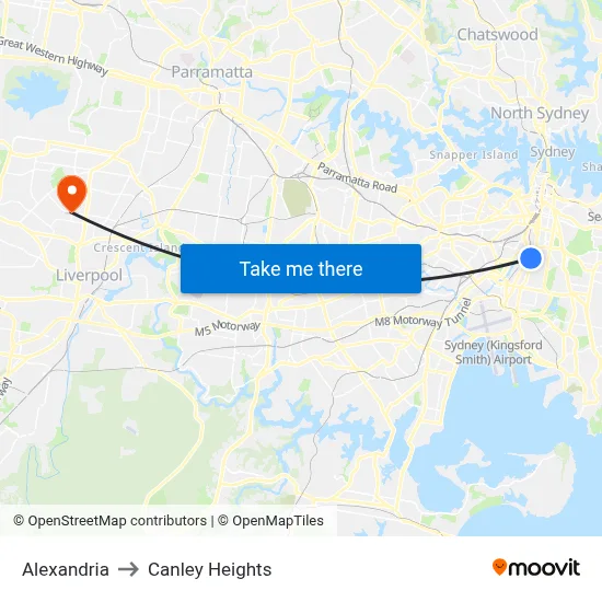 Alexandria to Canley Heights map