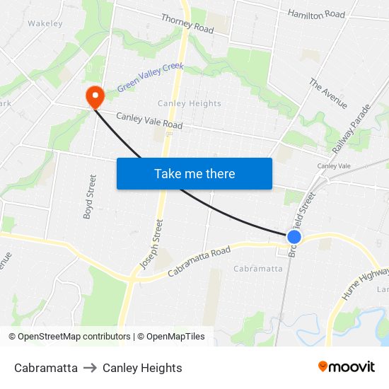 Cabramatta to Canley Heights map