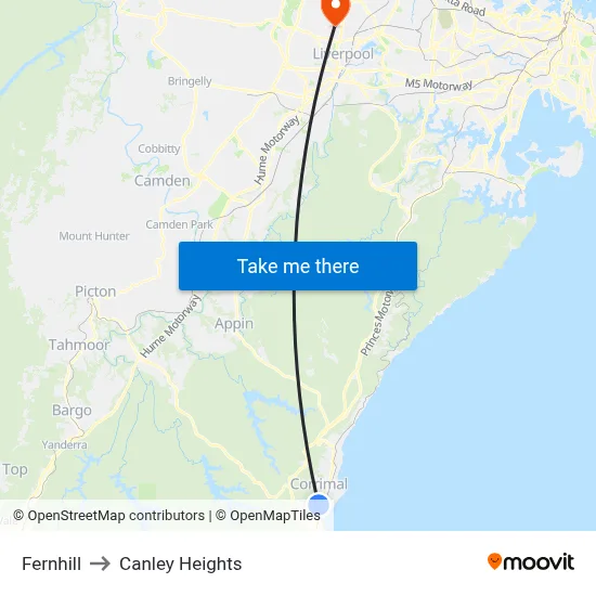Fernhill to Canley Heights map