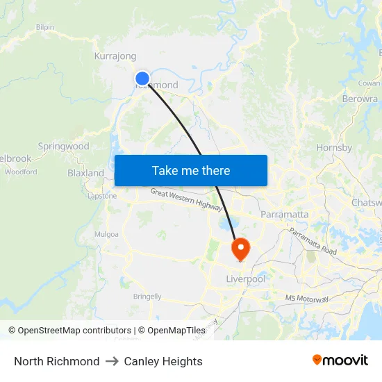 North Richmond to Canley Heights map