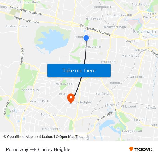 Pemulwuy to Canley Heights map
