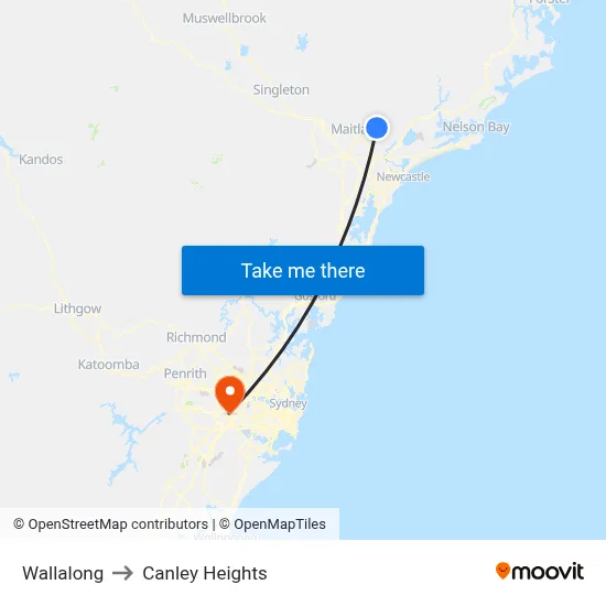 Wallalong to Canley Heights map