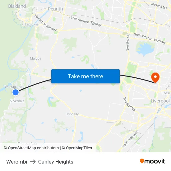 Werombi to Canley Heights map