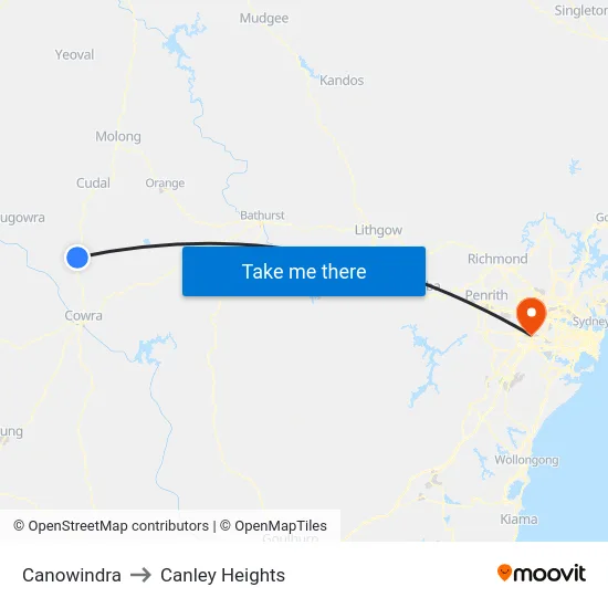 Canowindra to Canley Heights map