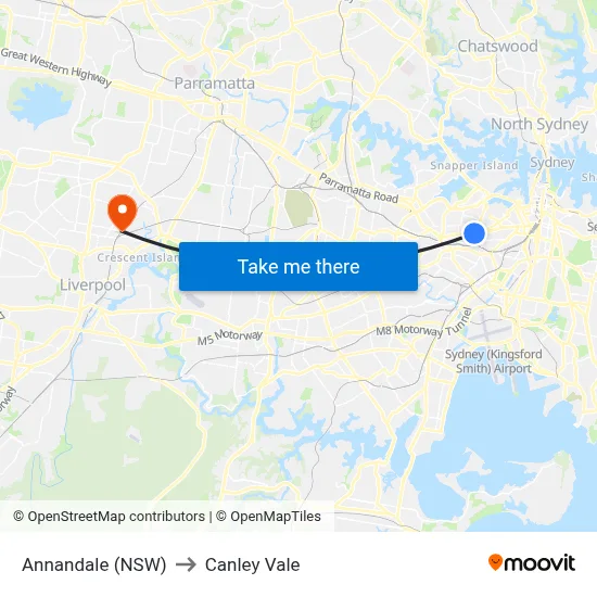 Annandale (NSW) to Canley Vale map