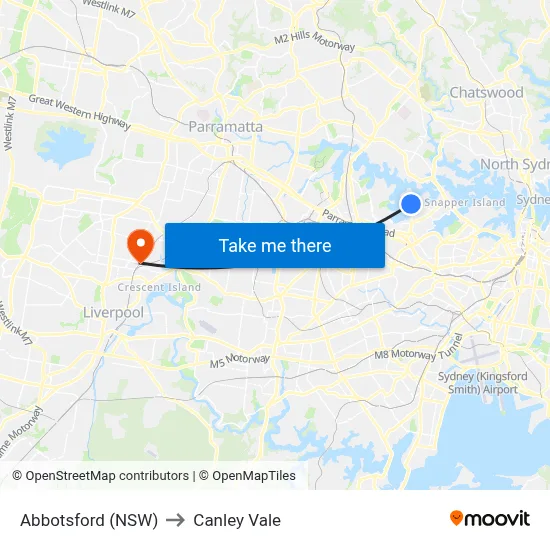 Abbotsford (NSW) to Canley Vale map