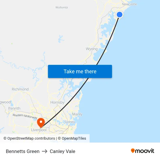 Bennetts Green to Canley Vale map