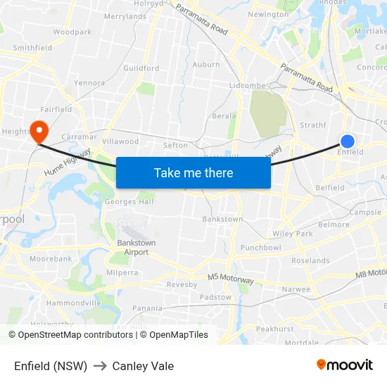 Enfield (NSW) to Canley Vale map