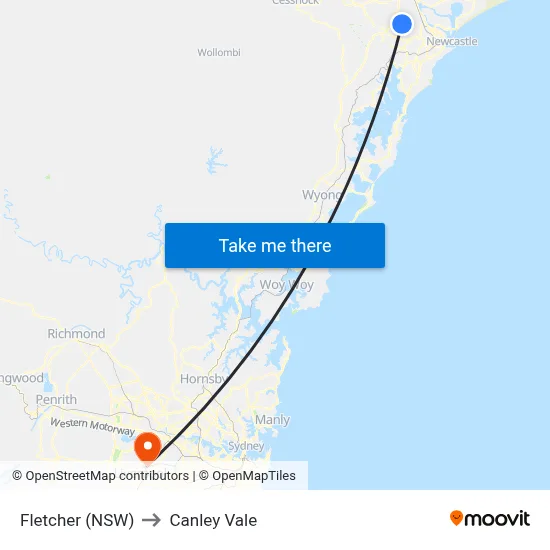 Fletcher (NSW) to Canley Vale map