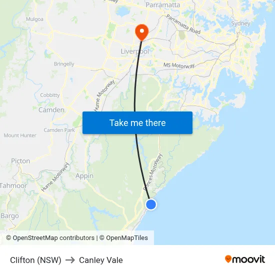Clifton (NSW) to Canley Vale map