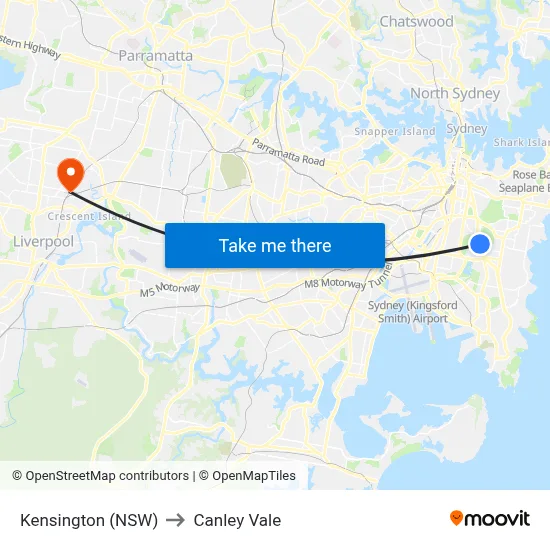 Kensington (NSW) to Canley Vale map