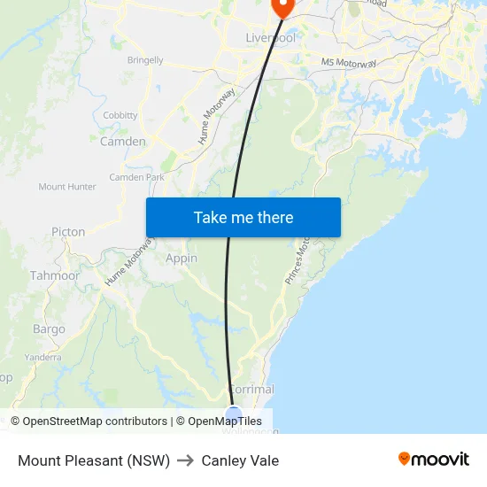 Mount Pleasant (NSW) to Canley Vale map
