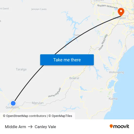 Middle Arm to Canley Vale map