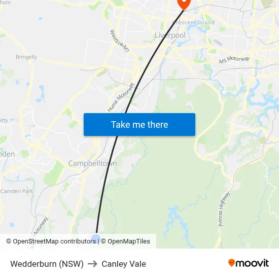 Wedderburn (NSW) to Canley Vale map