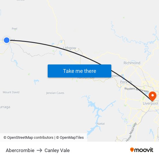 Abercrombie to Canley Vale map