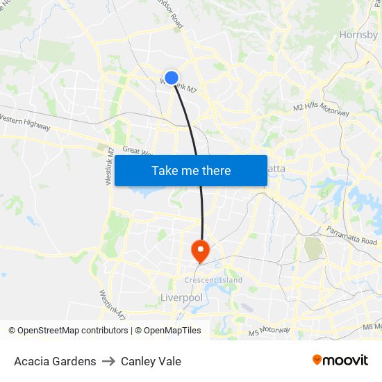 Acacia Gardens to Canley Vale map