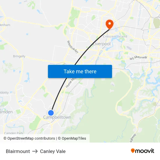 Blairmount to Canley Vale map