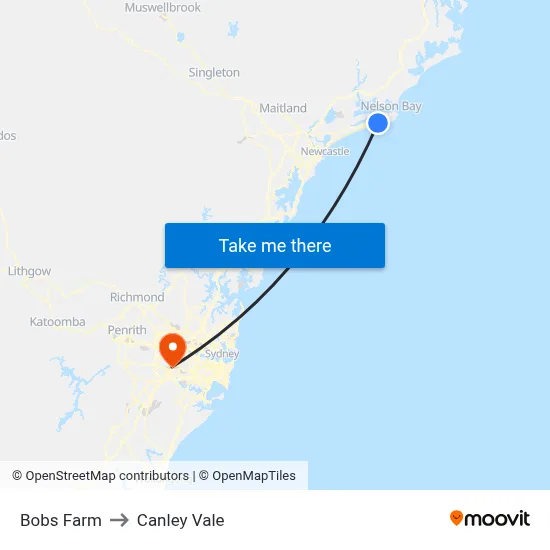 Bobs Farm to Canley Vale map