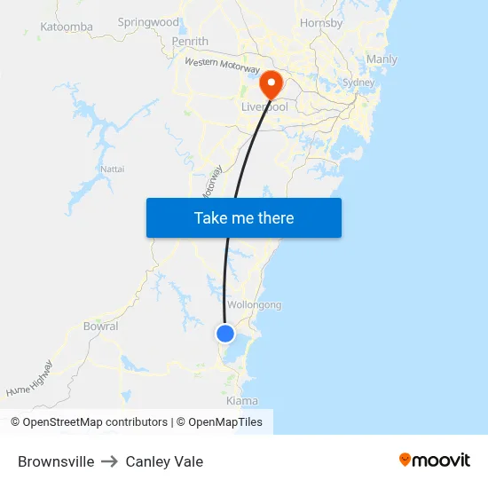 Brownsville to Canley Vale map
