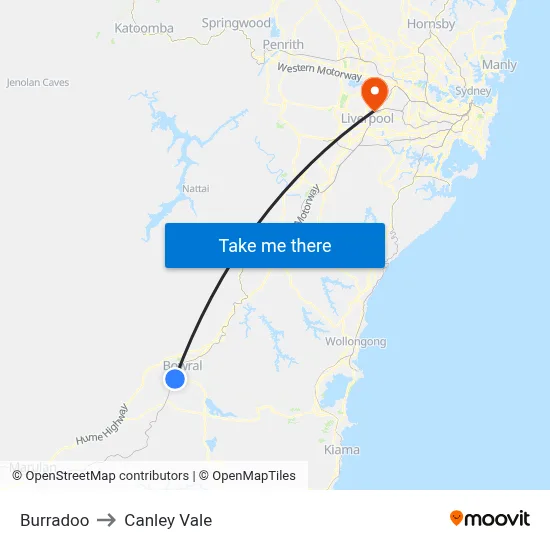Burradoo to Canley Vale map