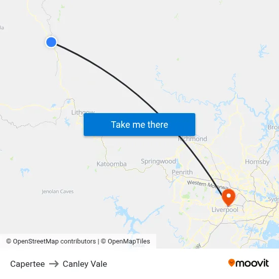 Capertee to Canley Vale map