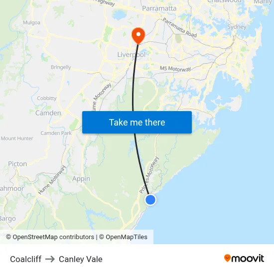 Coalcliff to Canley Vale map