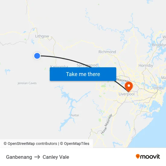 Ganbenang to Canley Vale map