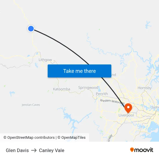 Glen Davis to Canley Vale map